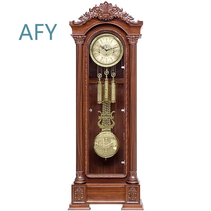 Retro Mechanical Wooden Floor Clock for Home Decor with Automatic Chime Function for Accurate Timekeeping and Vintage Living