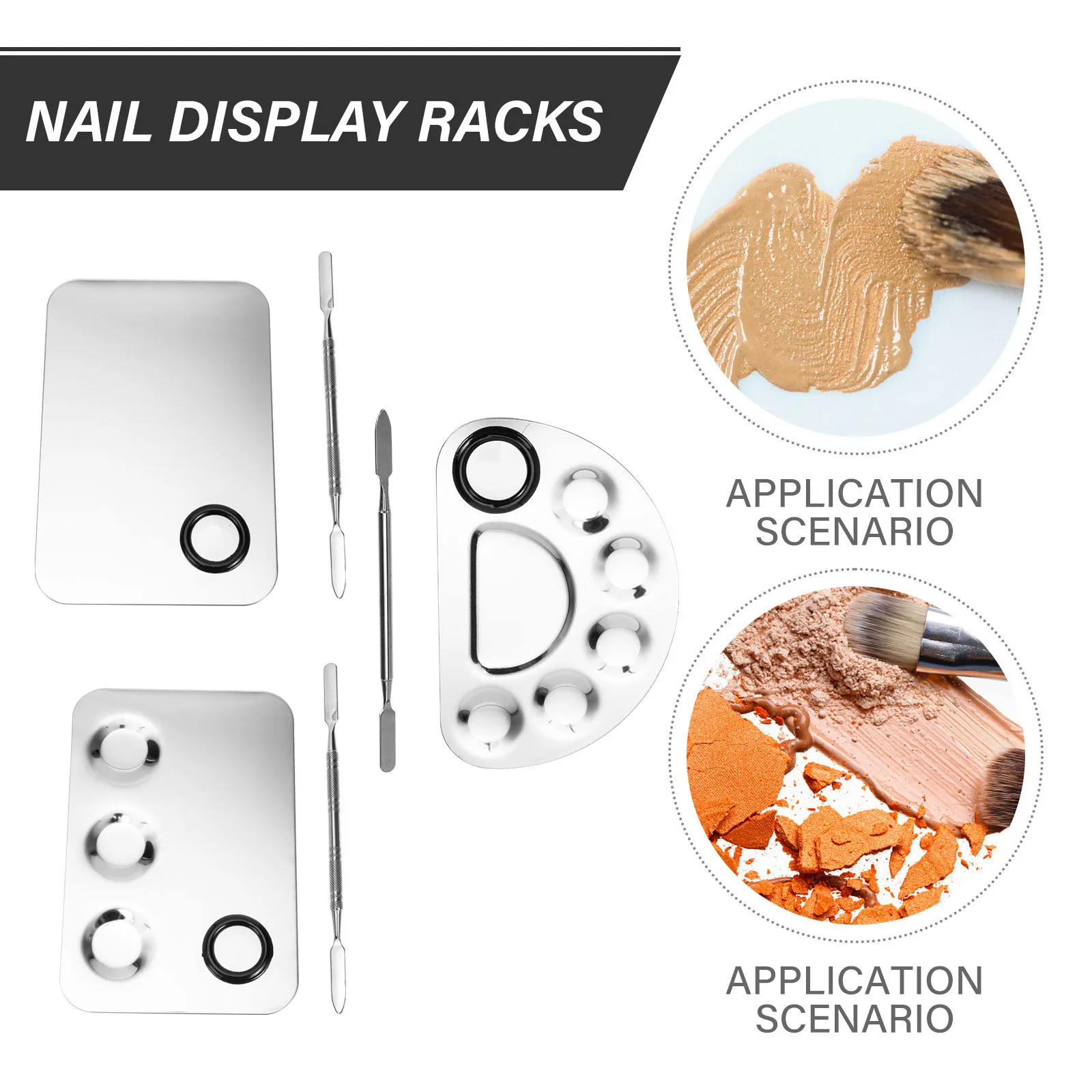 

3Sets Palettes Stainless Steel Color Mixing Board Smooth Easy Clean for Professionals Beginners Nail Art Supplies