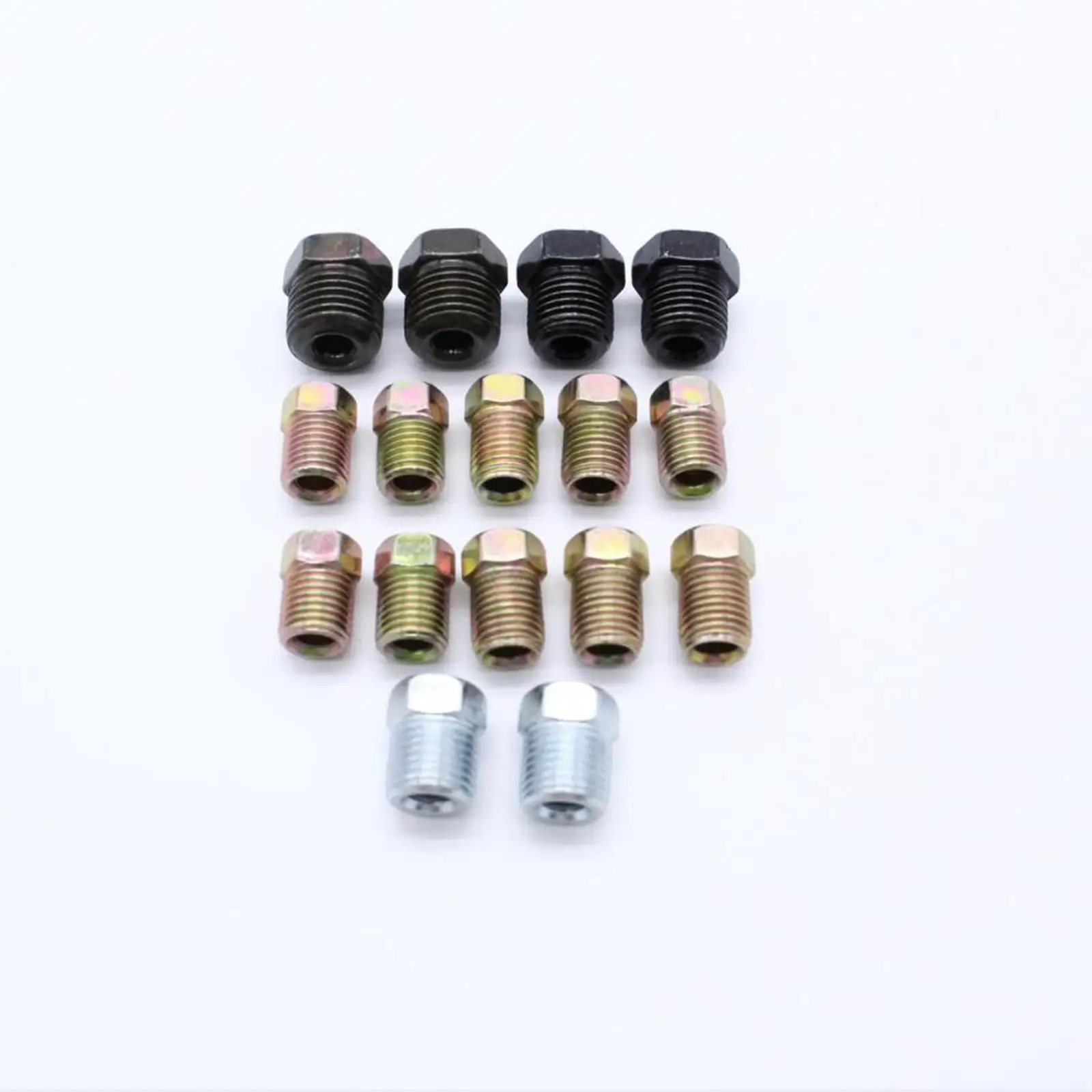 16x Inverted Tube Nuts Fitting 2x 7/16”-24 Interior 10x 3/8”-24 Threads Nuts for 3/16 inch Tube Brake Line Tubing