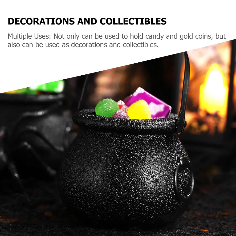 

12pcs Halloween Candy Jar Kettle Pot Holder Small Pumpkin Bucket Plastic Bowl Cauldron Kids Party Favor