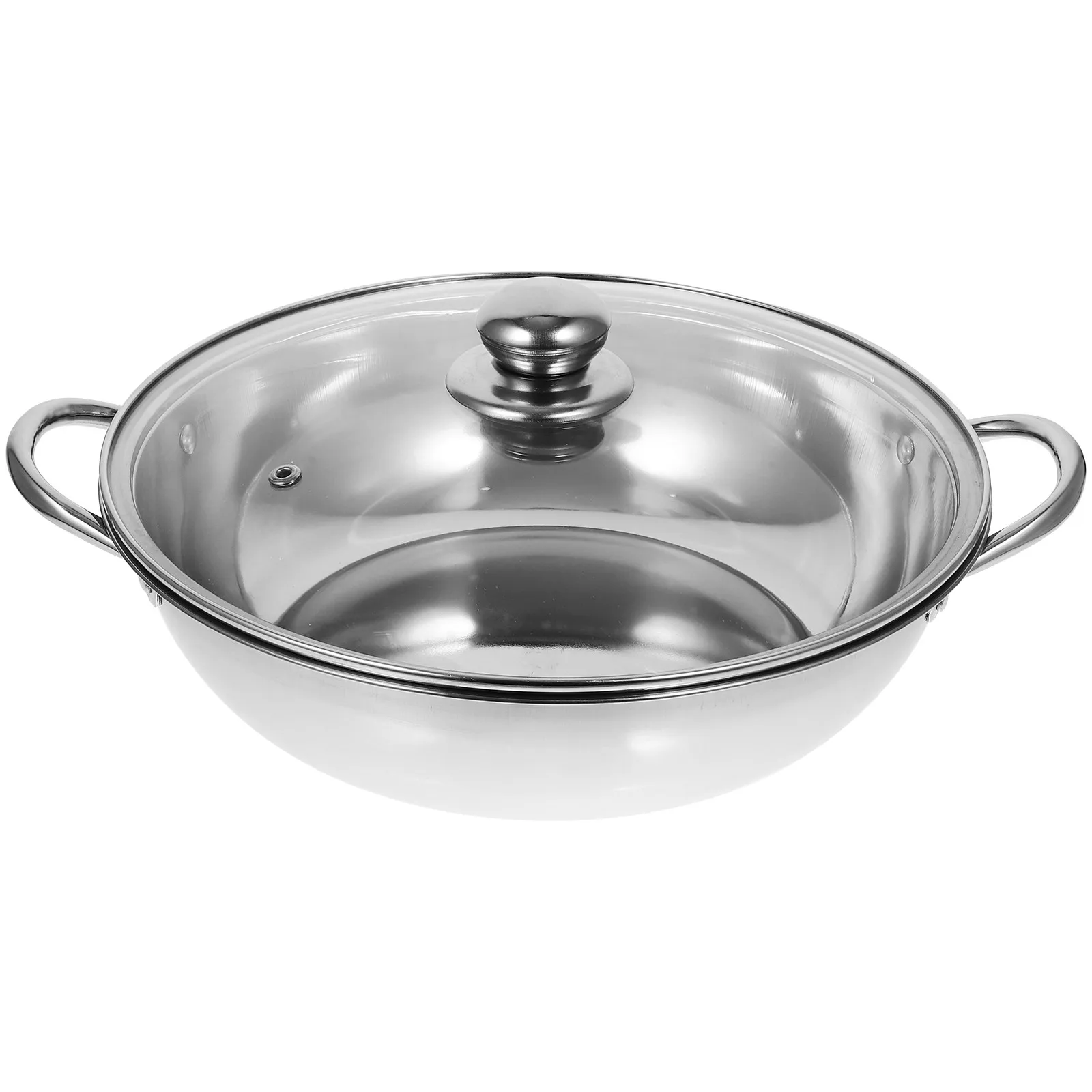 

Thicken Stainless Steel Hot Pot with Lid Compact Portable Heavy Duty Non-Stick Surface for Family Friends Gathering Desktop