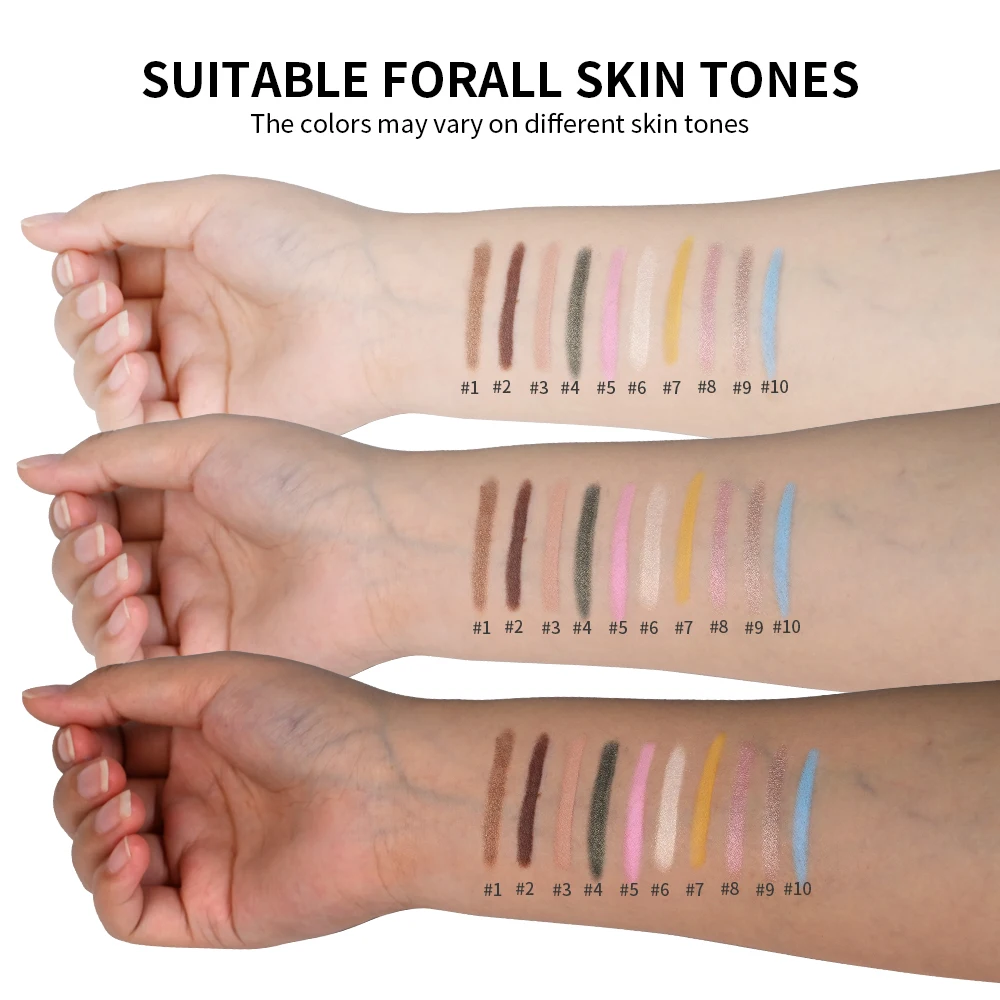 10-kleuren waterdichte romige oogschaduw potloodstick blijvende matte parelmoer gradiënt markeerstift glitter luie ogen make-up