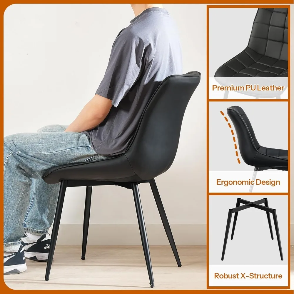 طقم كراسي طعام HOOBRO مكون من قطعتين، كراسي غرفة طعام منجدة، كراسي مطبخ حديثة من الجلد الصناعي لغرفة المعيشة، غرفة الطعام، #5