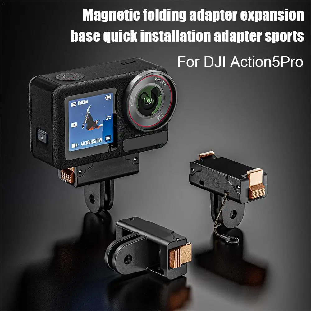 For DJI Action5Pro Magnetic Folding Bracket Adapter Expansion Base Quick-install Adapter Sports Camera Tripod Mount  Accessories