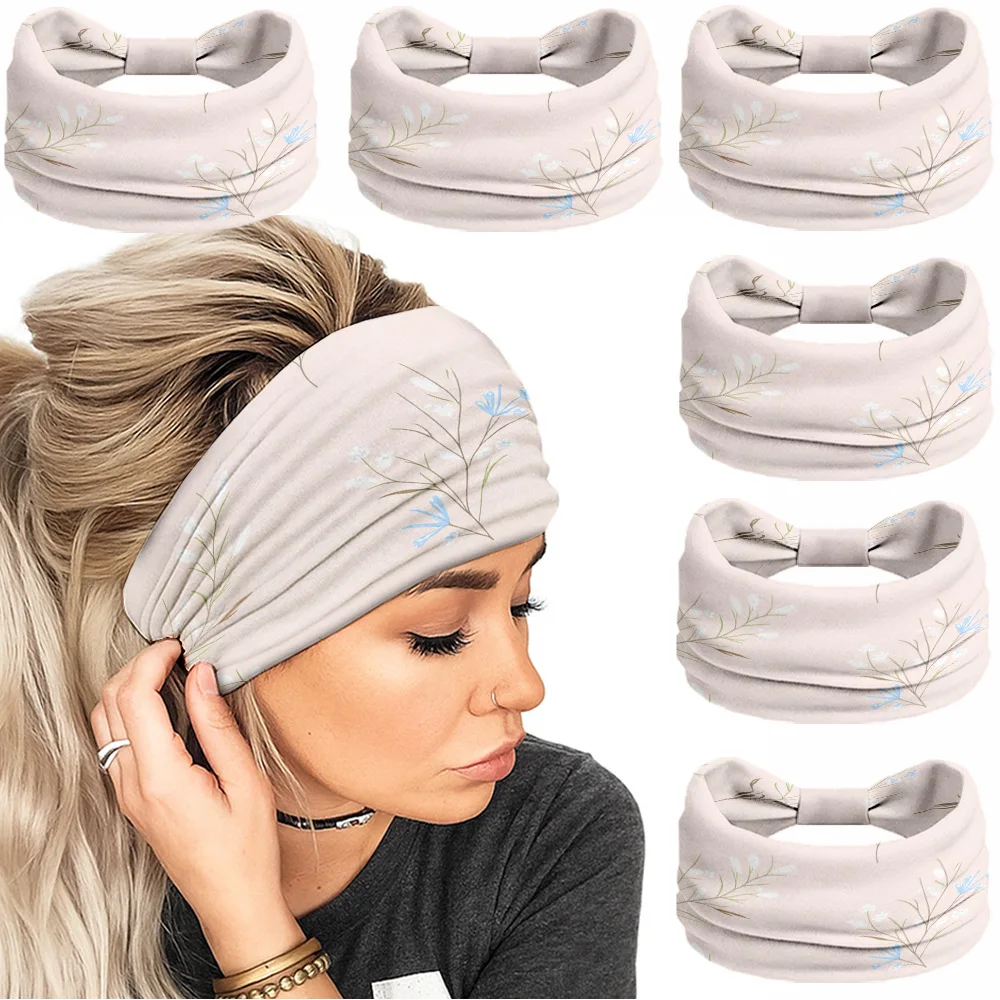 0016 Women's Hair Band Hair Band 6 Pack Claw-shaped Elastic Hair Band Wide and Thick Women's Sports Hair Band Women's Hair Band