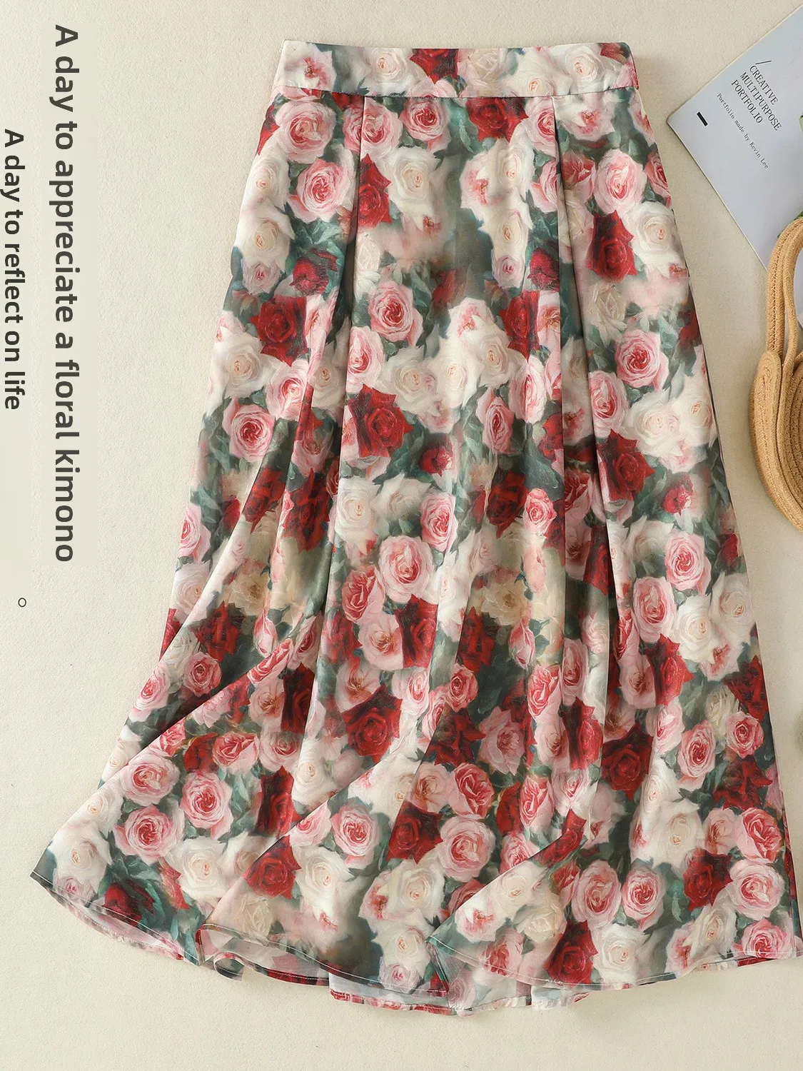 

Korean Japanese Style Floral Print Linen Halter Neck Dress Casual Commute Loose Fit A-Line Skirt for plus Size Women