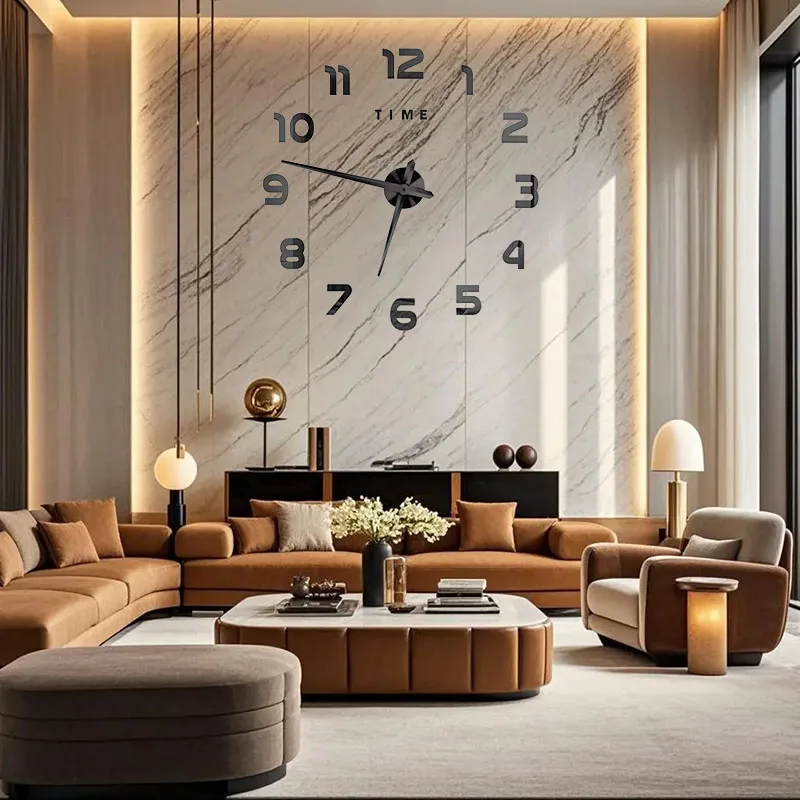 New 60-120cm 3D DIY Wall Clock Giant Acrylic Mirror Clocks Home Decoration Living Room Bedroom Wall Decor Silent Quartz Clocks