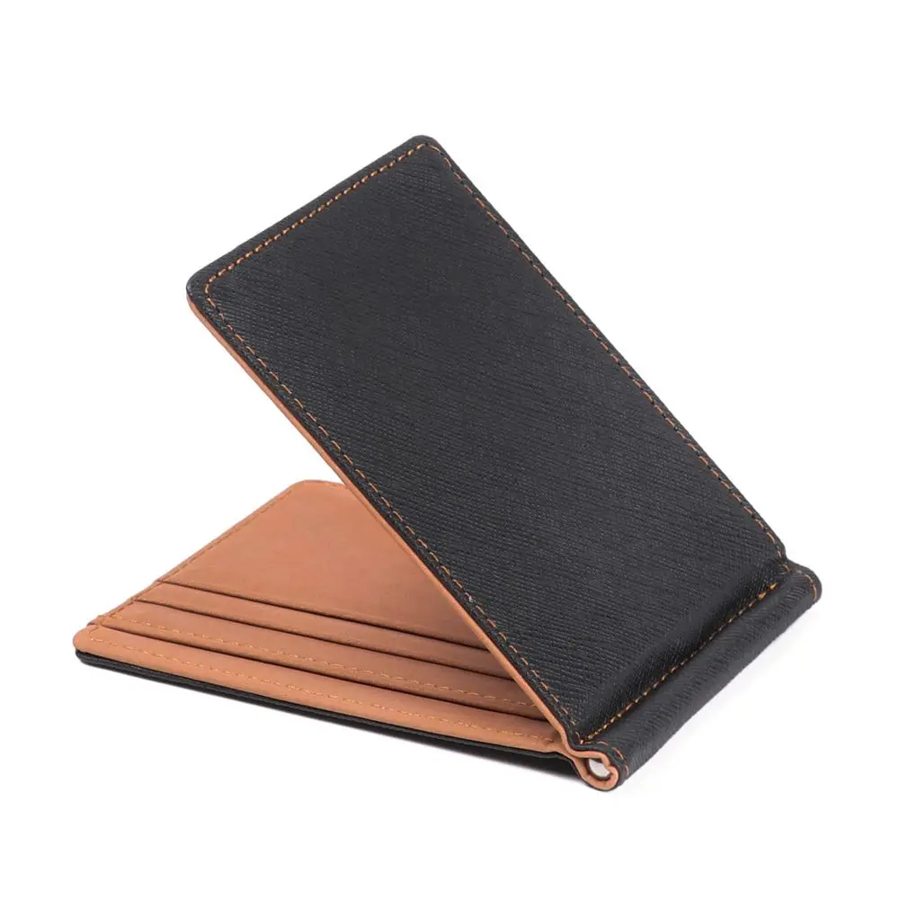 Porta carte di credito alla moda Portafoglio sottile solido Porta carte d'identità Portafoglio da uomo Portafogli in pelle corta Bifold Money Clip