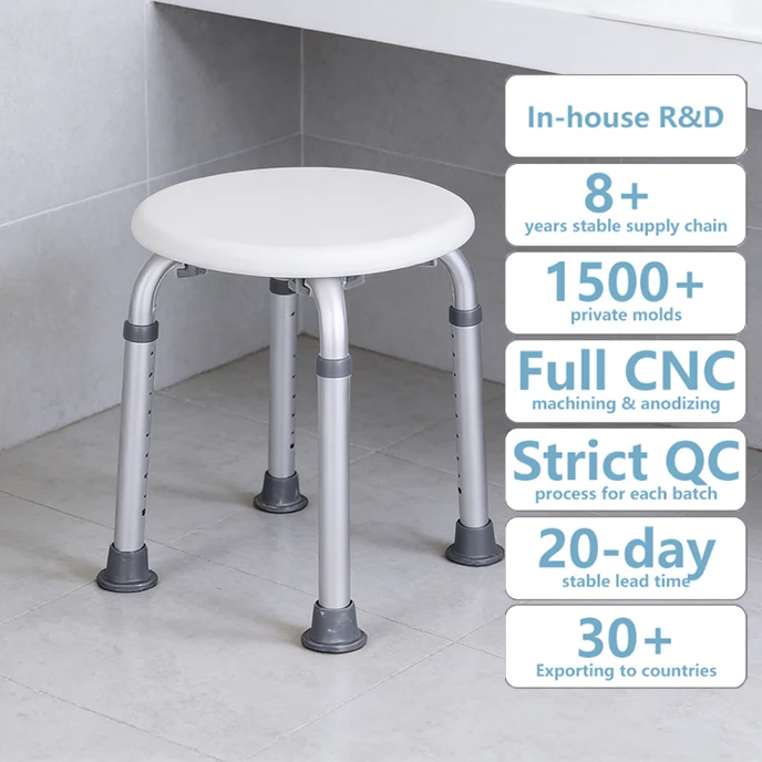 

Simplywalk Aluminum Alloy 136KG Bath Shower Chair Adjustable Bathtub Supplies UKCA Distributor Program