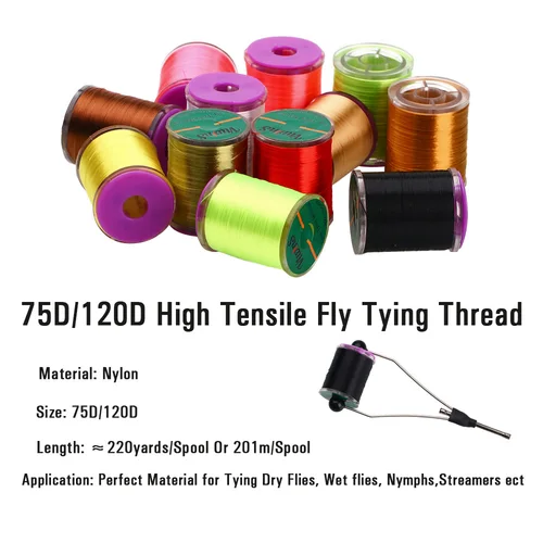 Imagen 2 del producto ICERIO-hilos para atado de moscas 75D/120D, hilo de nailon 8/0 encerado de alta resistencia para Ninfa, Serpentina seca y húmeda, Material para atado de moscas y Pesca