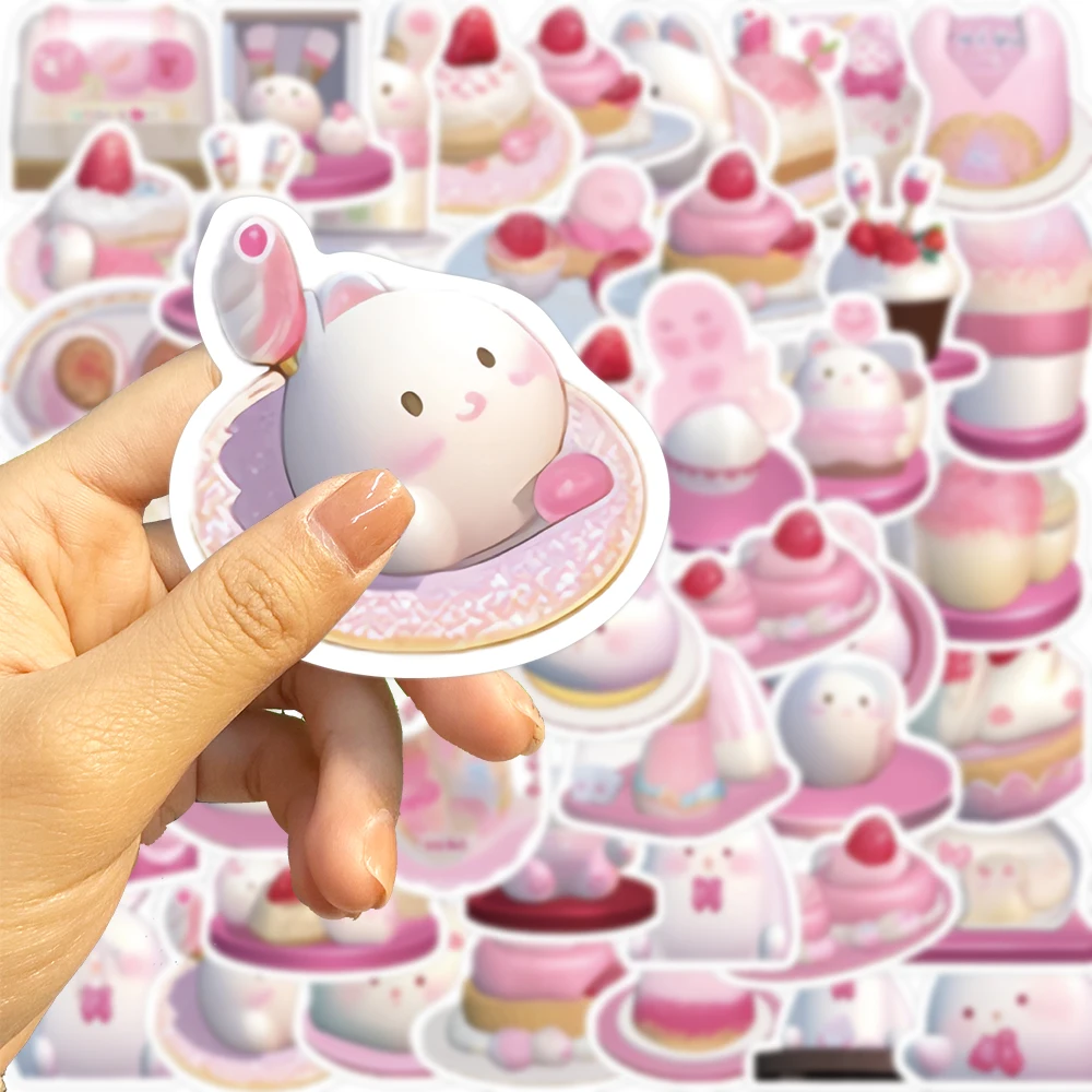 50pcs Pudding Rabbit Stickers Decals for Water Bottle Laptop Skateboard Scrapbook Luggage Kids Toy Wall Decorations