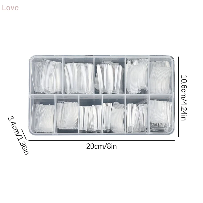 [L&P] 504 Stück Enten-Nagelspitzen für Acrylnägel, halbe Abdeckung, künstliche Nägel, kurze Enten-Spitzen-Nägel, gebogene französische Kunstnägel-Verlängerungsspitzen