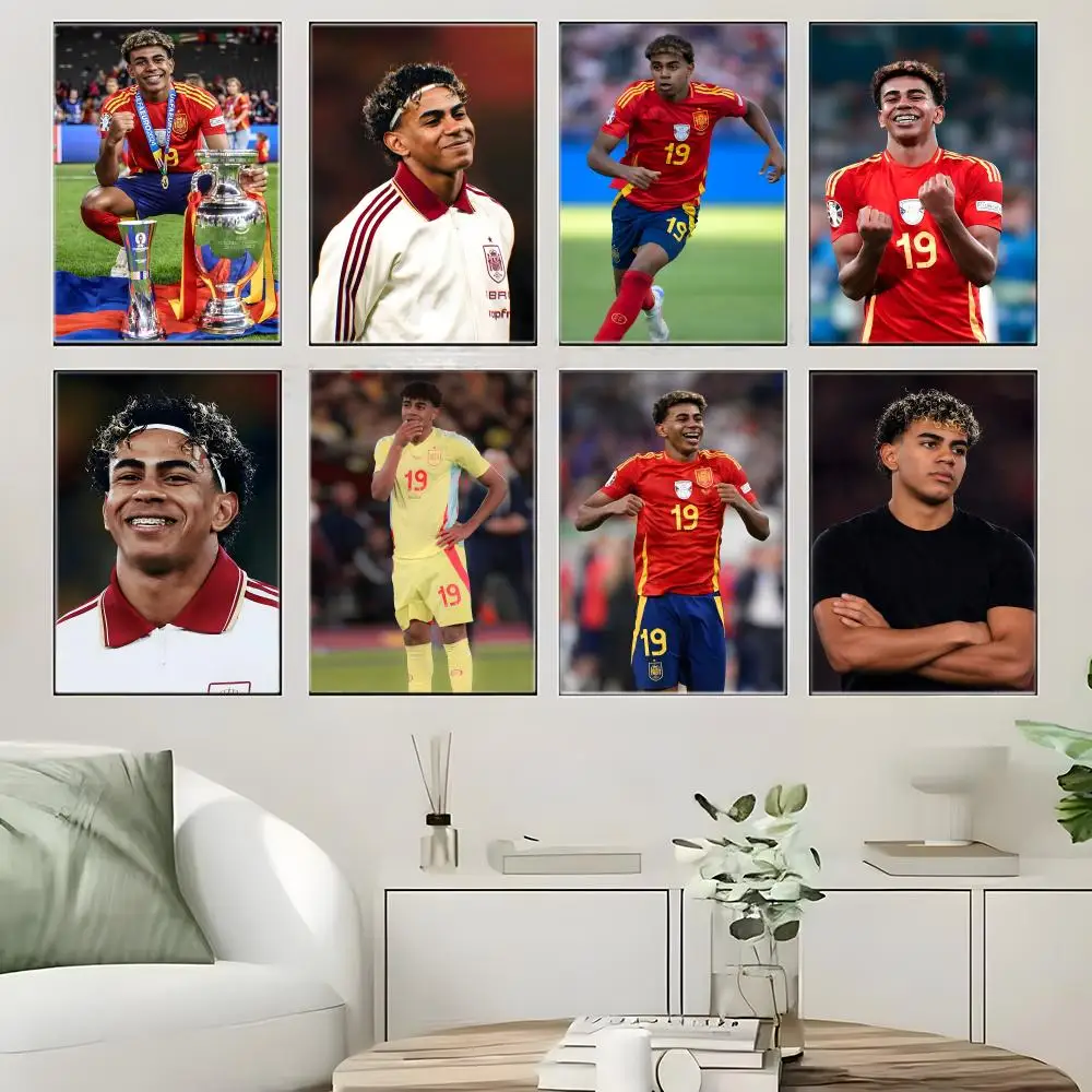 Football Star L-Lamine Yamal Poster  Self-adhesive Art Waterproof Paper Sticker Coffee House Bar Room Wall Decor