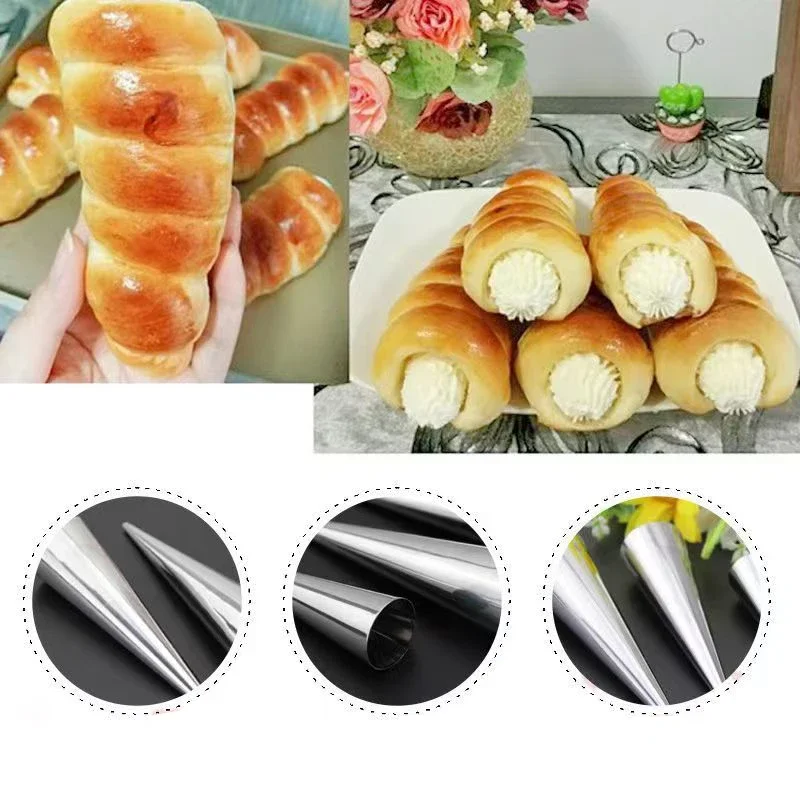 5pcs Conical Tube Cone Roll Moulds Spiral Croissants Molds Cream Horn Mould Pastry Mold Cookie Dessert Kitchen Baking Tool