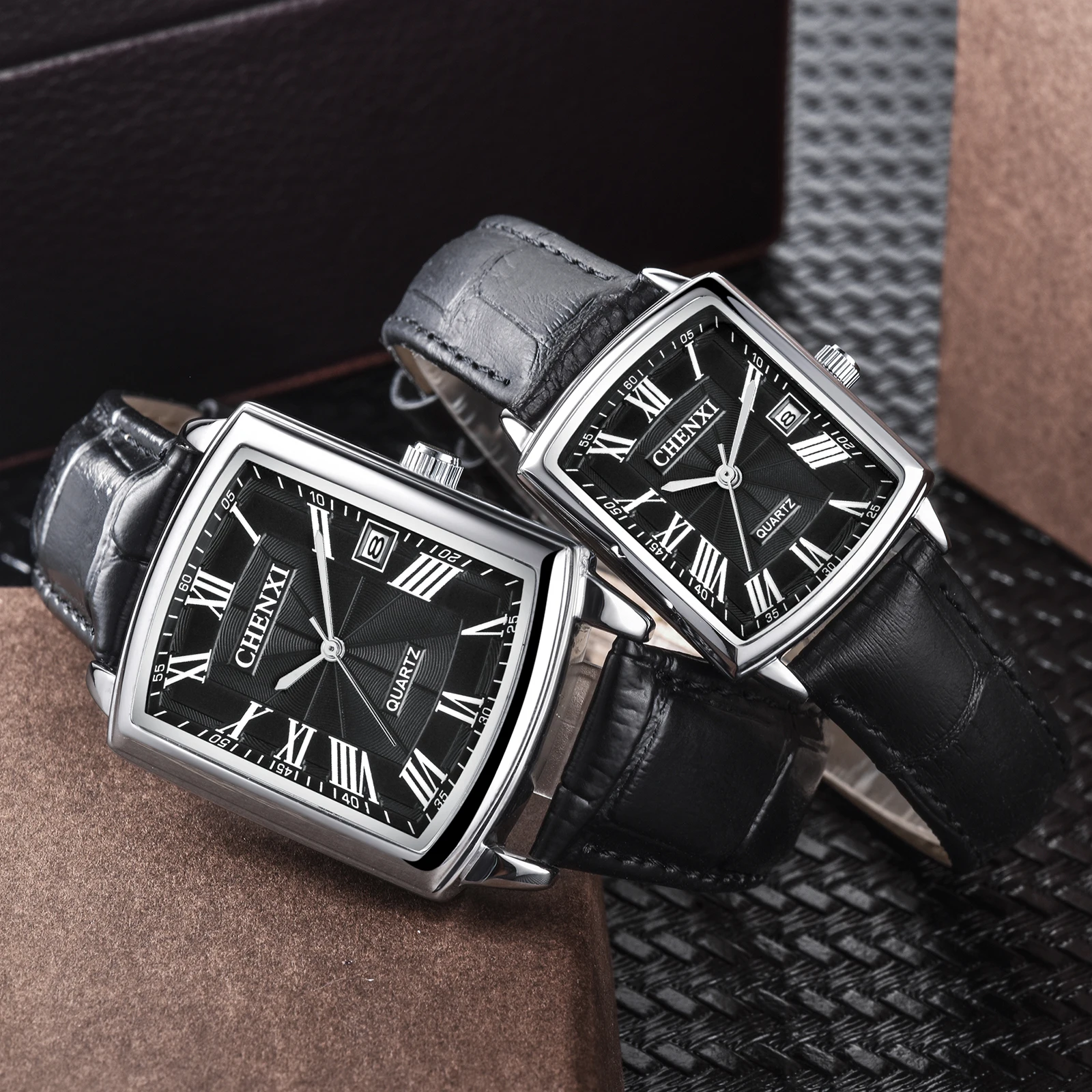 Couple Woman & Men Casual Watches Luxury Brand Square Dial Fashion Leather Strap Lover's Dress Quartz Watch Relogios Femininos
