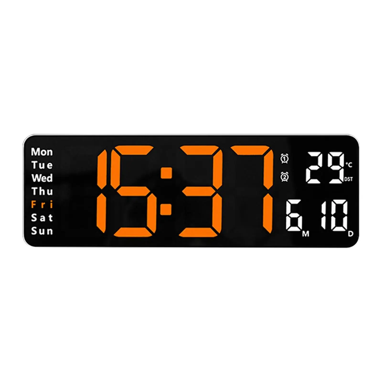 Oversized Digital Clock Wall Mounted Calendar Bedroom Decor Temp Mute Modern