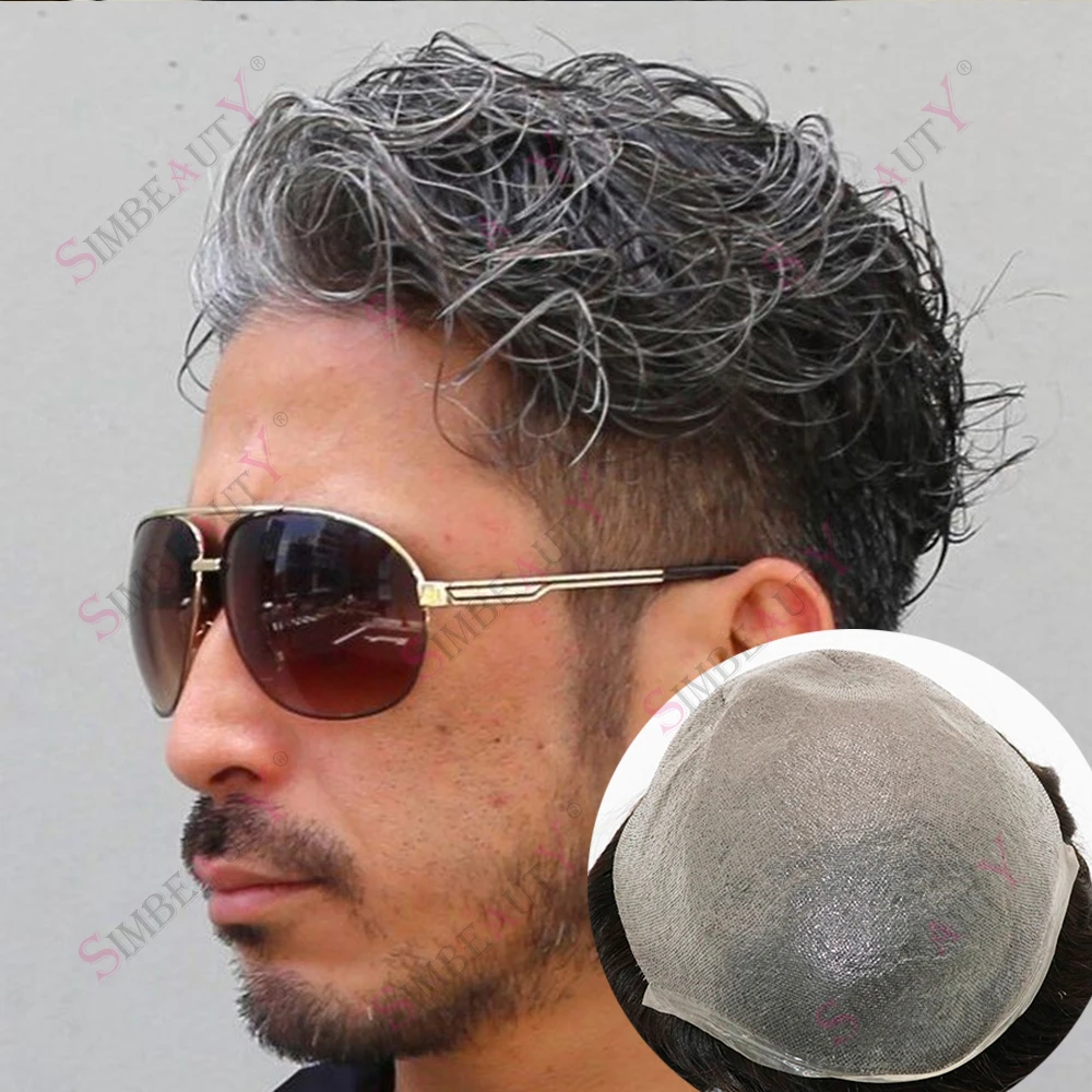 

Ультратонкий мужской парик 0,02 мм с невидимой линией волос, крутой блондин # 17, серая 1B50, супер реалистичная капиллярная протеза для мужских человеческих волос