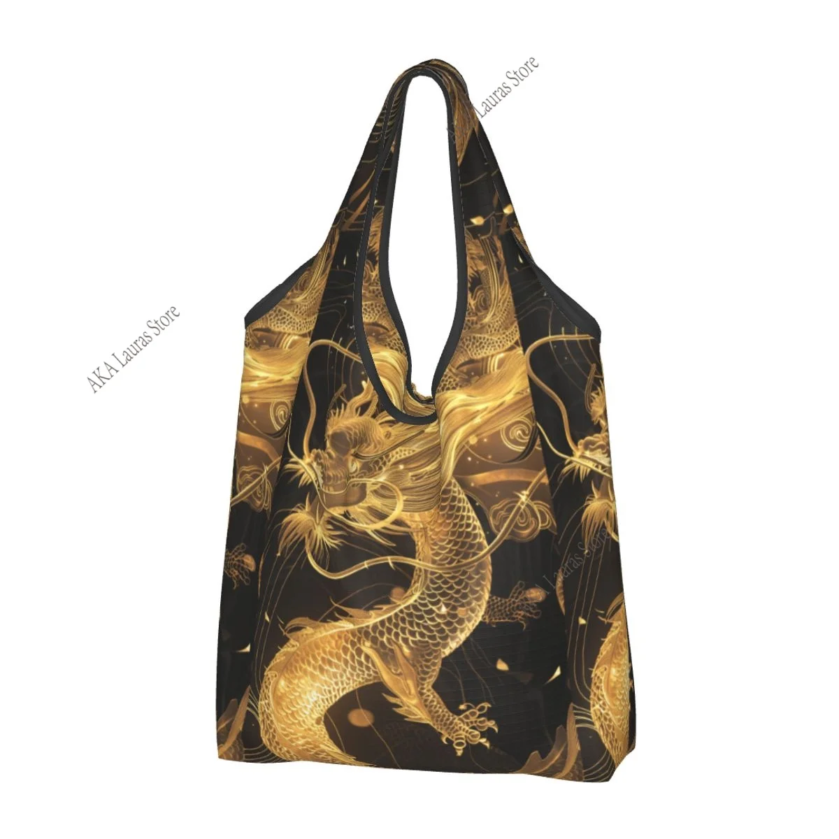 Dragon Snapback Grocery Shopping Bag Shopper Tote Shoulder Bag Large Handbag
