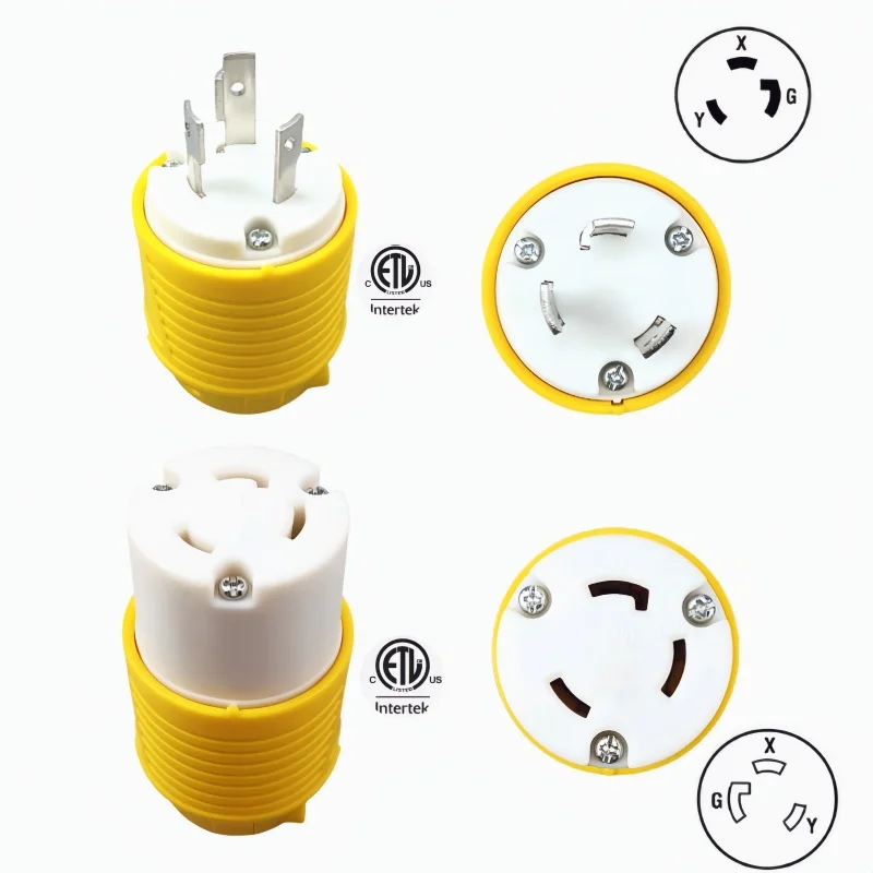 NEMA L6-30P L6-30R Locking Plug for Generator 30A 250V Cord Ends Male Plug ETL Certification 3 Prong Locking Replacement Plug