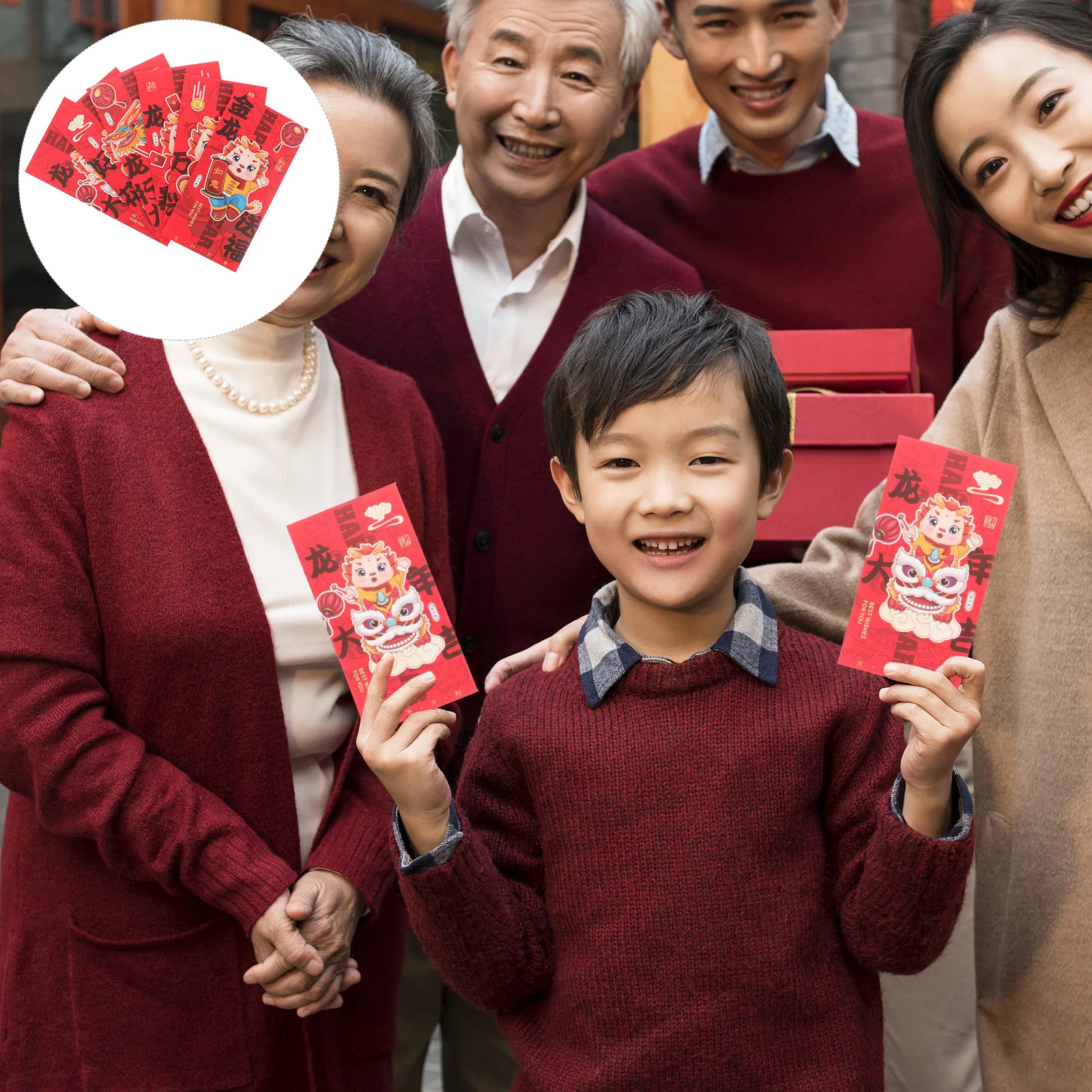 

6pcs Gold Dragon Blessing Red Envelopes 2024 Chinese New Year Festival Money Packets Spring Celebration Party Decor Dragon Year