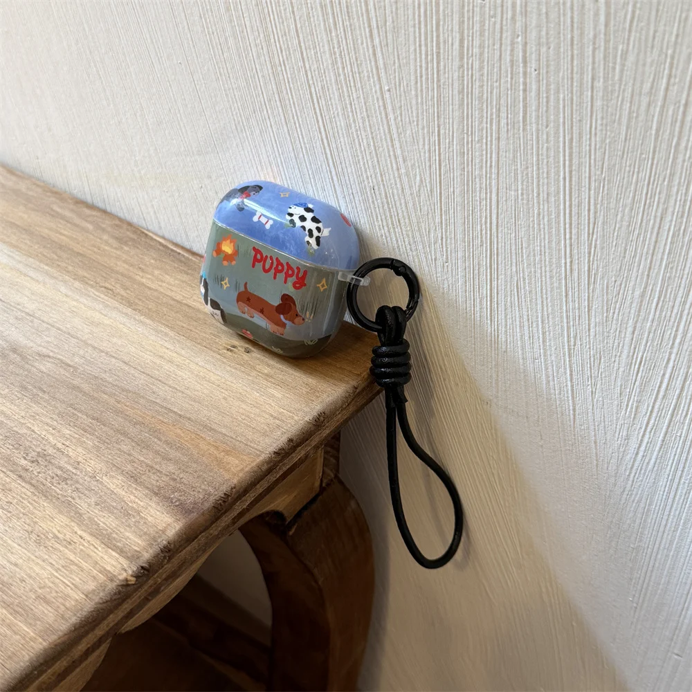 

Apple Airpods 4 3 2 Pro 2 Cute Dog with Pendant Rope and Charming Silicone Earphone Charging Case, Suitable for Airpods Pro2