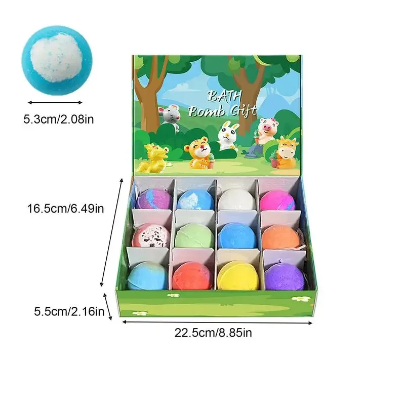 Kinder-Badebomben mit Überraschungs-Meerestier-Spielzeug, 12er-Pack Sprudelnde Badekugeln Geschenkset für Kindergeburtstage