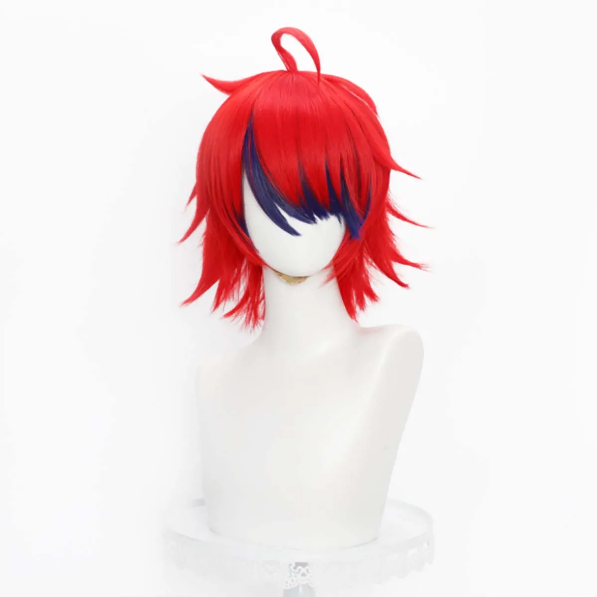 Erwachsene Männer Cosplay-Perücke: Sumino Takumi in Weinrot mit Dunkelblauem Haarteil