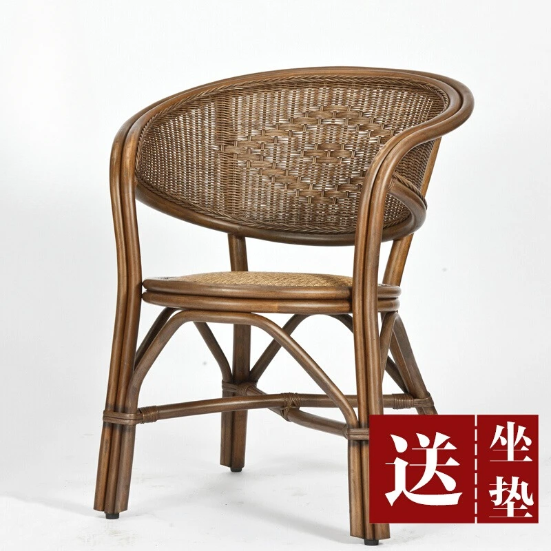 Pełne rattanowe krzesło z chińskiego rattanu Krzesło z oparciem Krzesło rekreacyjne Balkon domowy Pojedyncze rattanowe staromodne krzesła biurowe