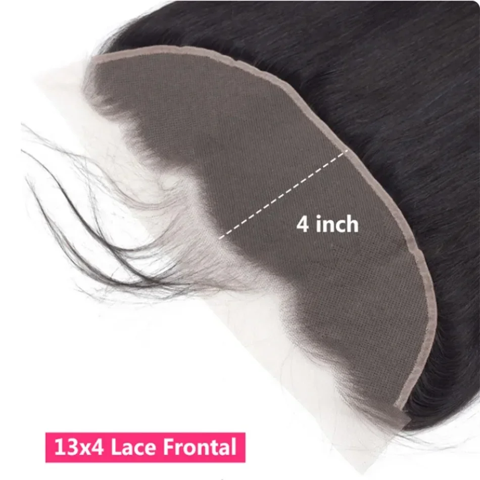 Cierre Frontal de encaje transparente para mujeres negras, cabello humano brasileño liso, 13x4, 8 a 22 pulgadas