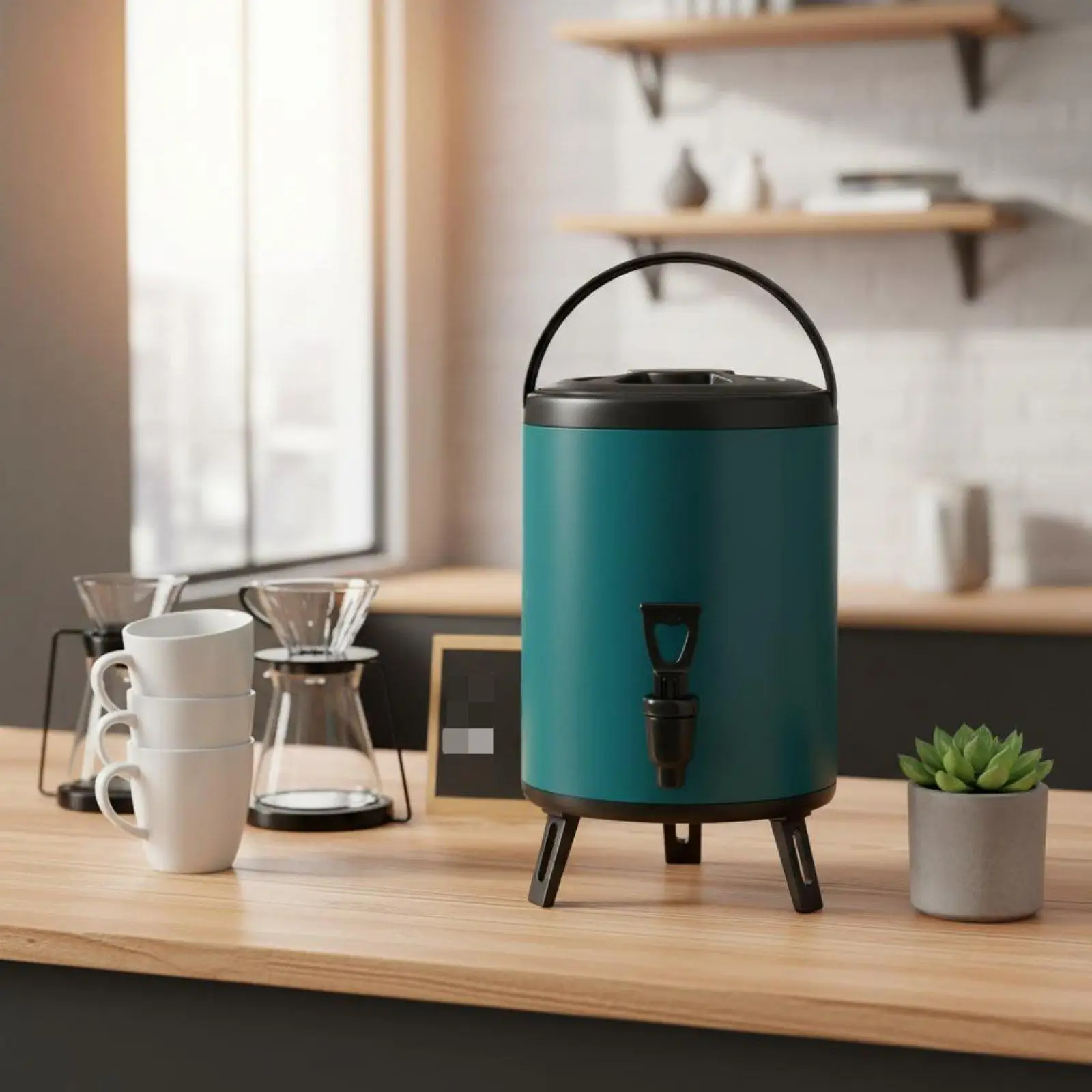 Triple Layer Insulated Beverage Dispenser for Commercial Use Stainless Steel Drink Urn with Faucet for Hot Cold Water