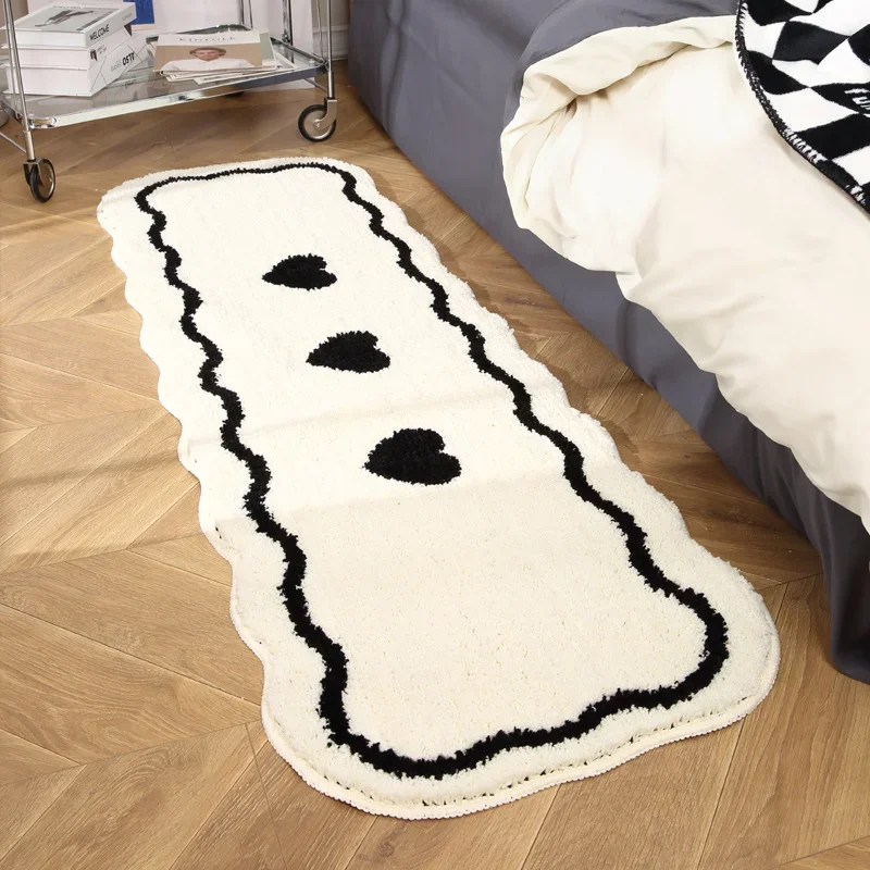 Ins Style Carpets for Living Room Black and White Bedroom Decor Carpet Thicken Plush Bedside Floor Mat Fluffy Soft Cloakroom Rug