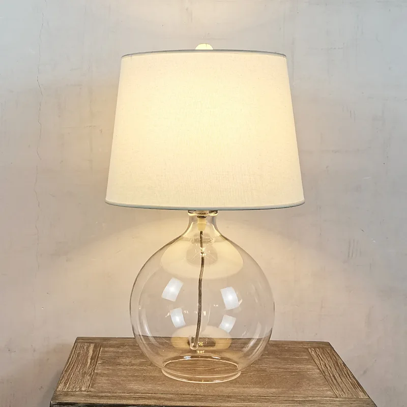 

American Style Creative Glass Table Lamp Simple Fashionable Warm Bedroom Bedside Lamp Rustic Glass Lamp Home Decor