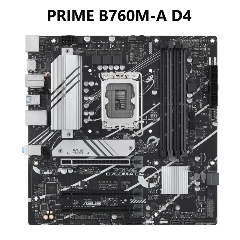 

ASUS PRIME B760M-A D4 Intel B760 LGA 1700 mATX Motherboard With PCIe 4.0 DDR4 2xM.2 Slots Realtek 2.5Gb Ethernet DisplayPort