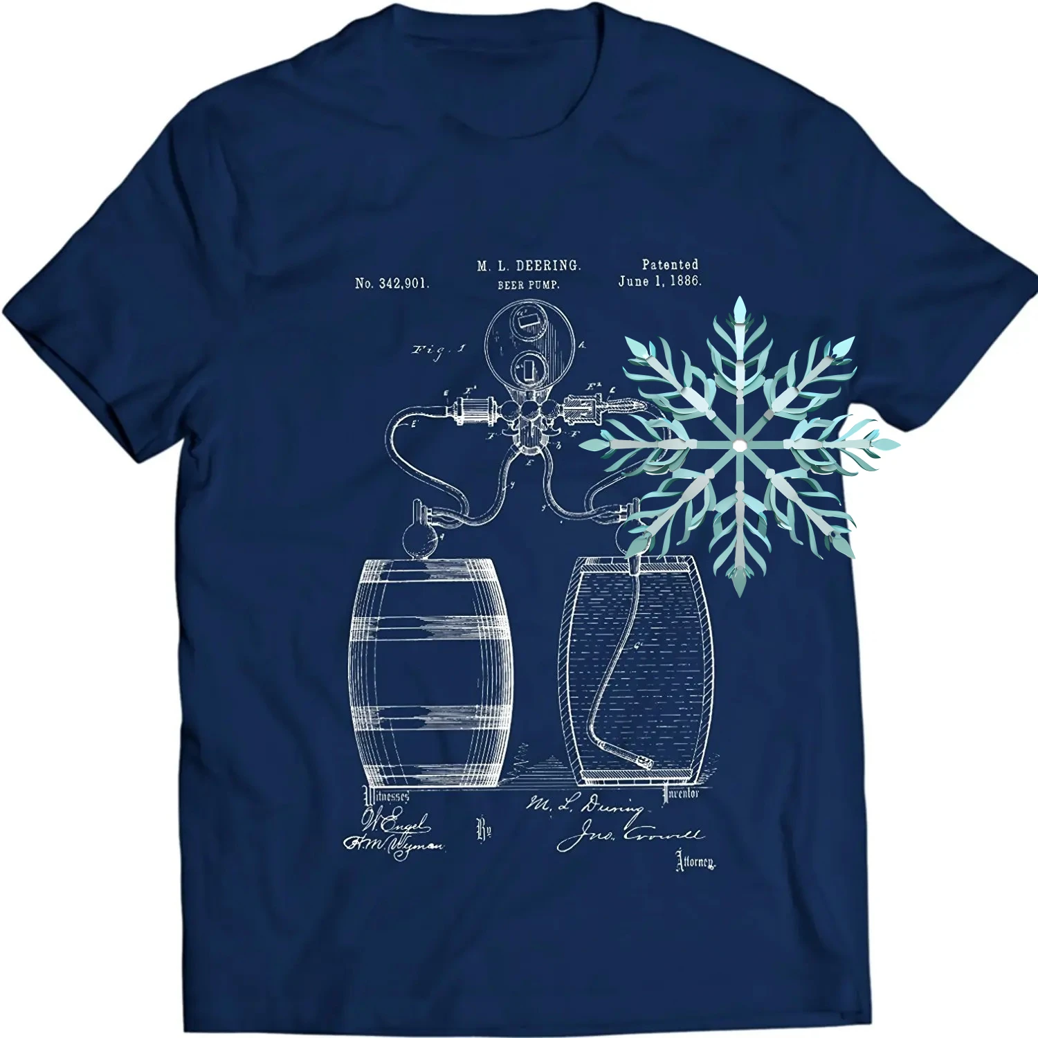 Cool Fashion DTG MKW Tee Beer Pump Process Barrel Patent Patent T-Shirt Mens Summer Cotton Short Sleeve O-Neck T Shirt New S-3XL