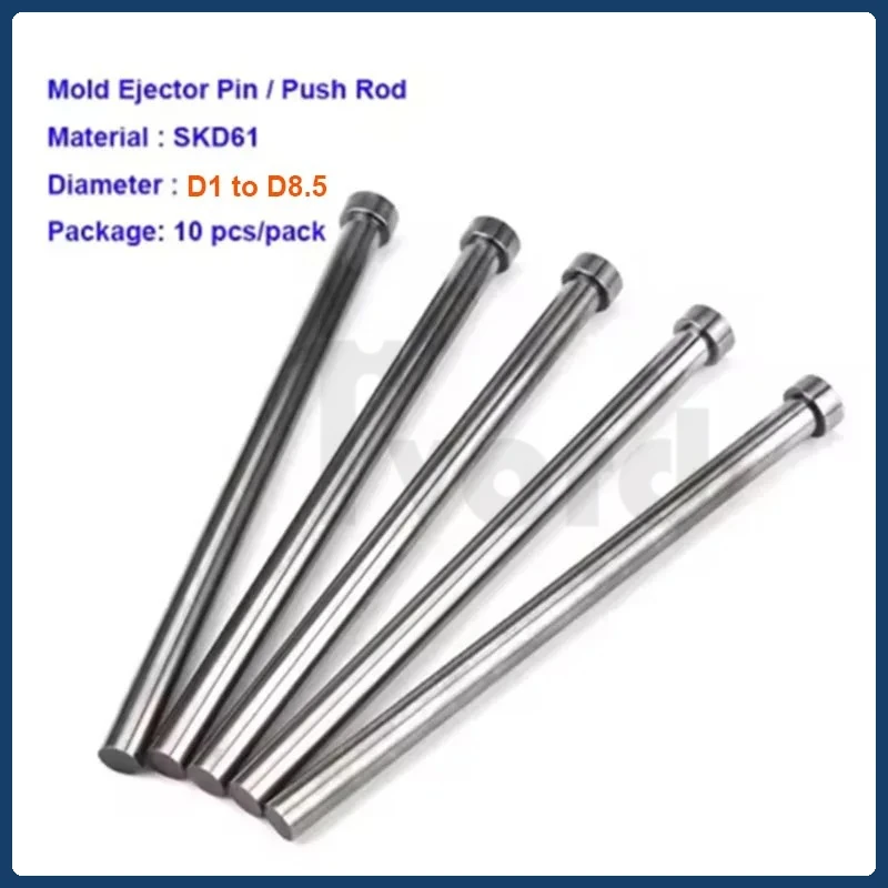 10pcs SKD61 Plastic Mold Accessories Ejector Pins Straight Ejector Push Rods for Eject the Product from the Mould