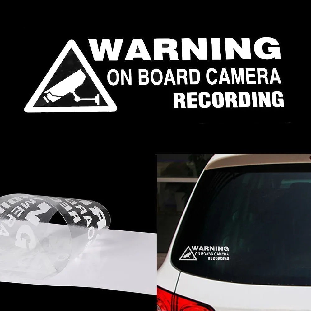 

1Pc Car Door Window Styling Decoration Stickers Car Window Warning On Board Camera Recording Stickers Car Exterior Accessories