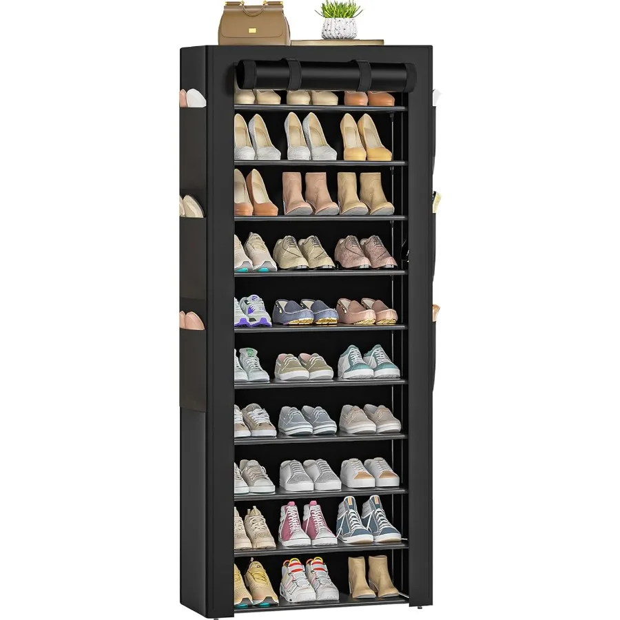 

Large Shoe Rack Black 6 Side Pockets 23.6 Wide x 11.4 Deep x 68.9 Tall 3641 Pairs of Shoes