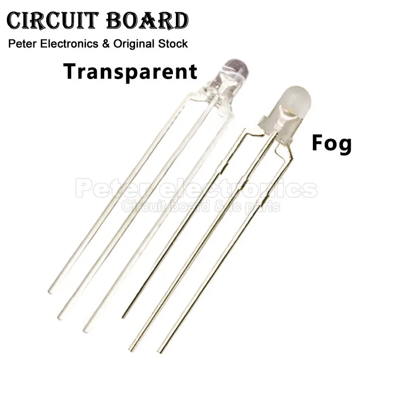 20pcs F5 5mm Flash Green Red Blue Bi-Color LED Light-Emitting-Diode 3-Pin Transparent Fog Cathode Anode Automatic Blinking DIY