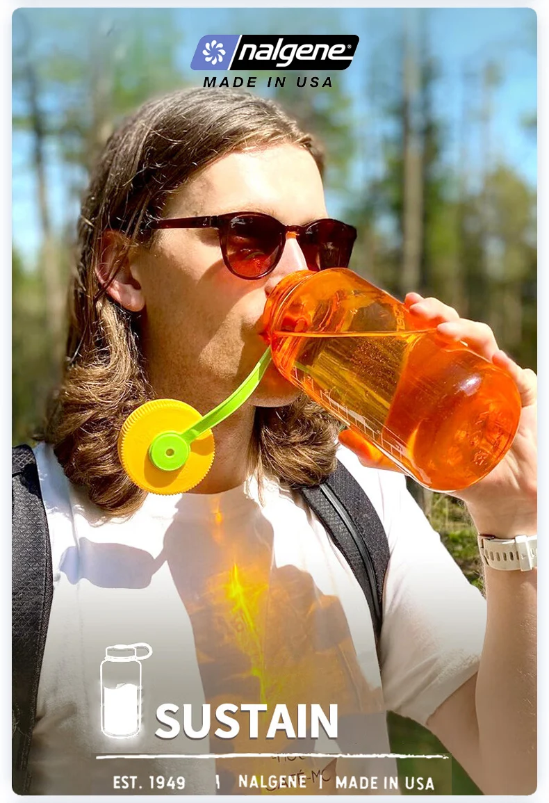 Nalgene 500ml 1L Wasserflasche mit breiter Öffnung, stoßfest, auslaufsicher, für Wandern, Camping, Radfahren, Schule, Reisen, Outdoor-Sport – Detail 1
