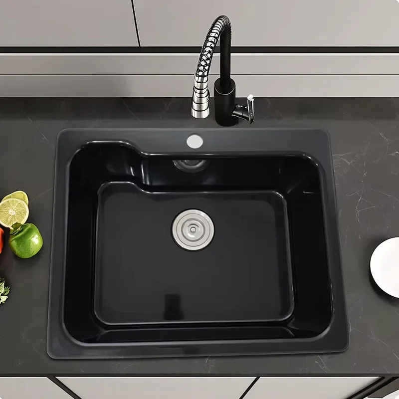 SMC Kitchen Sink Large Square Single Bowl Vegetable Basin Thickened Household Countertop Drop In Undermount Installation