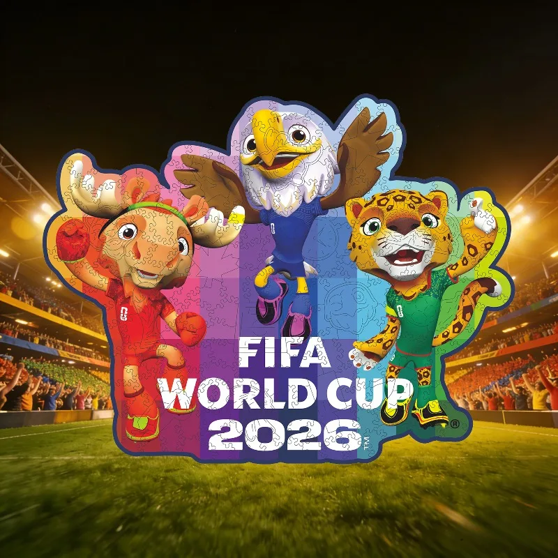 World Cup Mascots Wooden Puzzle for Adults Jump for Joy Design Relax Brain Teaser Jigsaw Party Game Ideal Gift for Family Friend