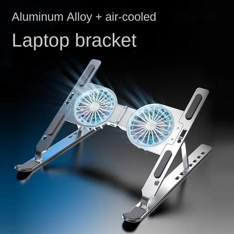 Alumínio Alloy Laptop Stand, Folding Fan, dissipação de calor, aumenta