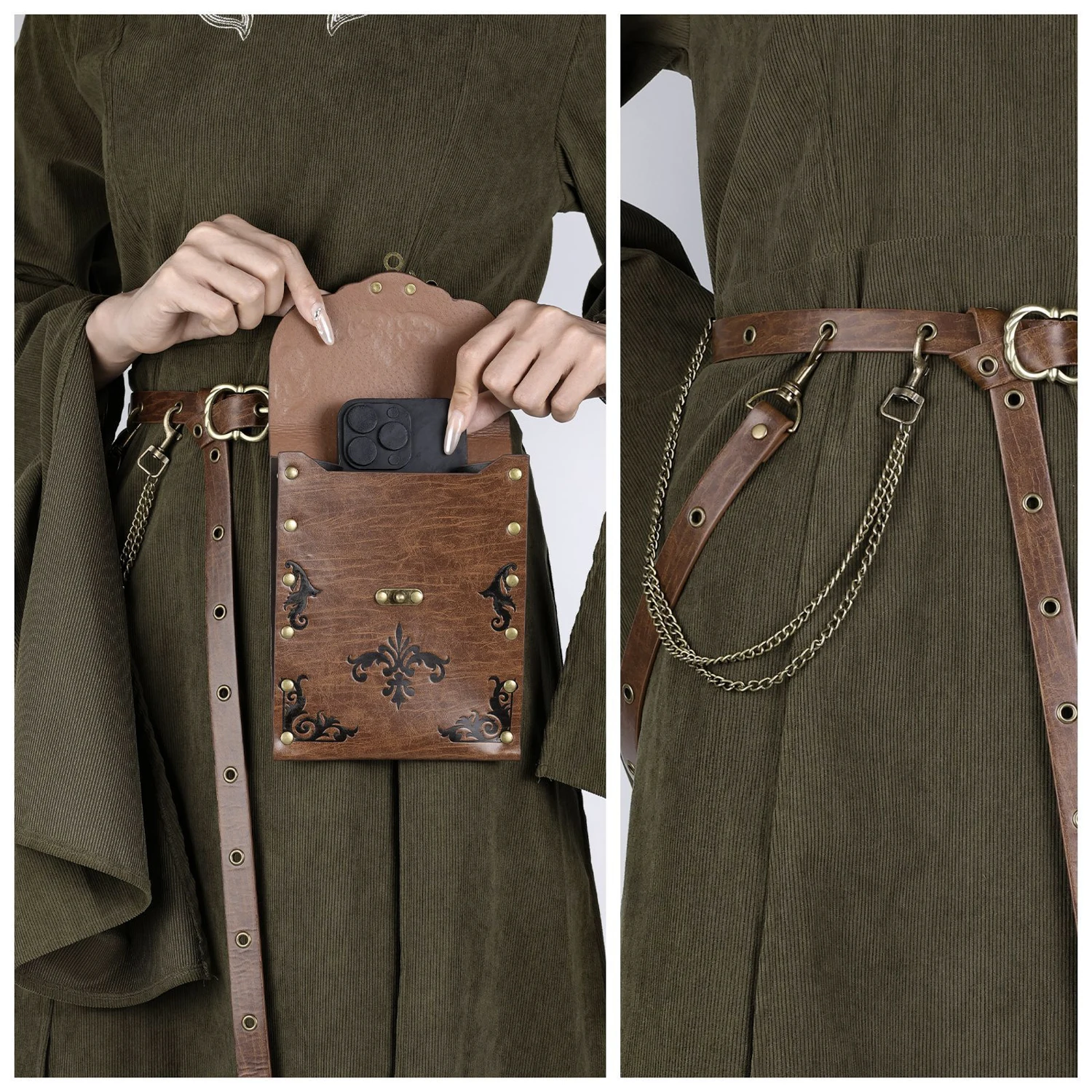 القرون الوسطى عصر النهضة حقيبة بحزام سلتيك فايكنغ عملة الحقيبة Steampunk محفظة للرجال النساء Larp تأثيري #6