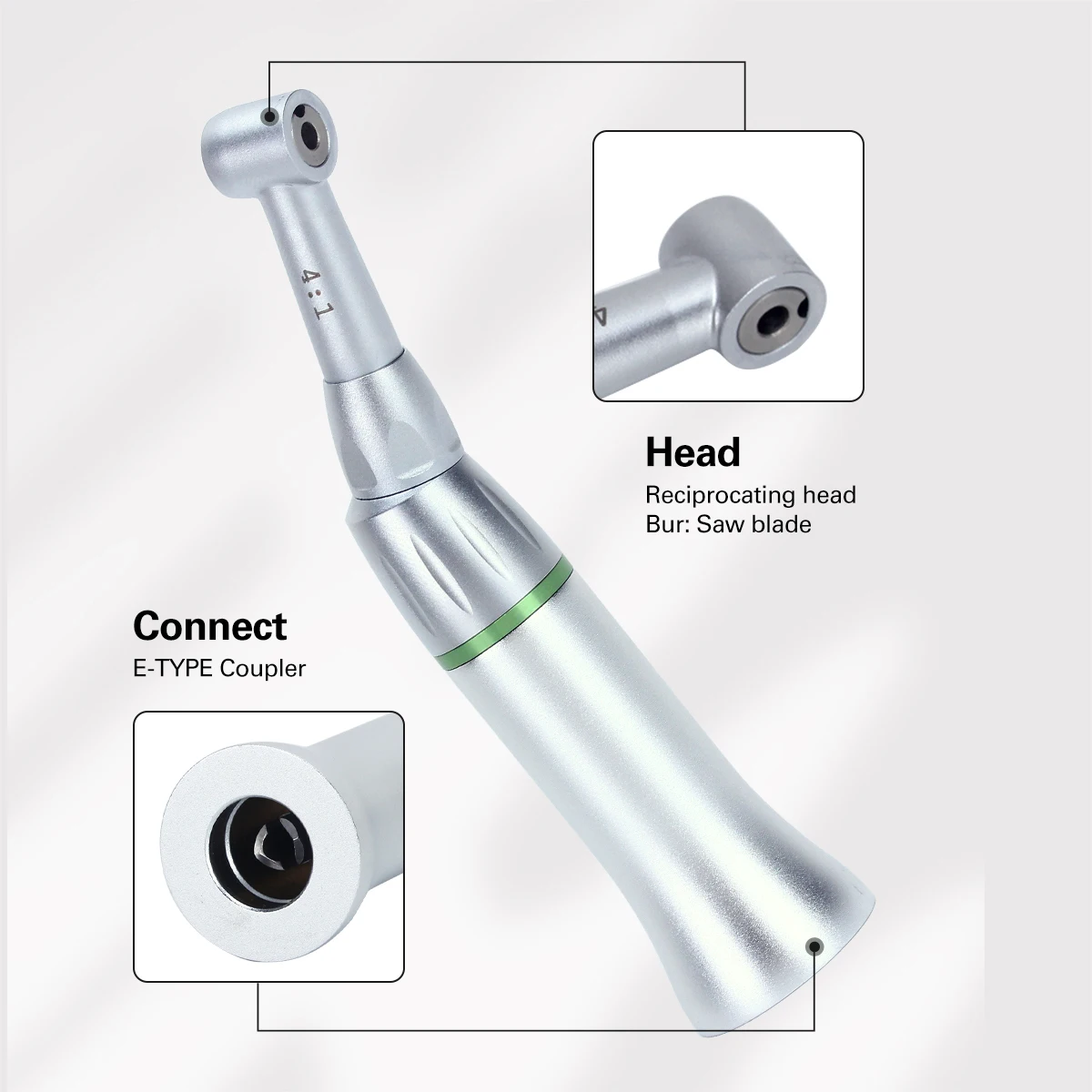 Dental 4:1 Reduction Contra Angle Handpiece Reciprocating Stripping IPR System Interproximal Kit Orthodontics Dentist Tips