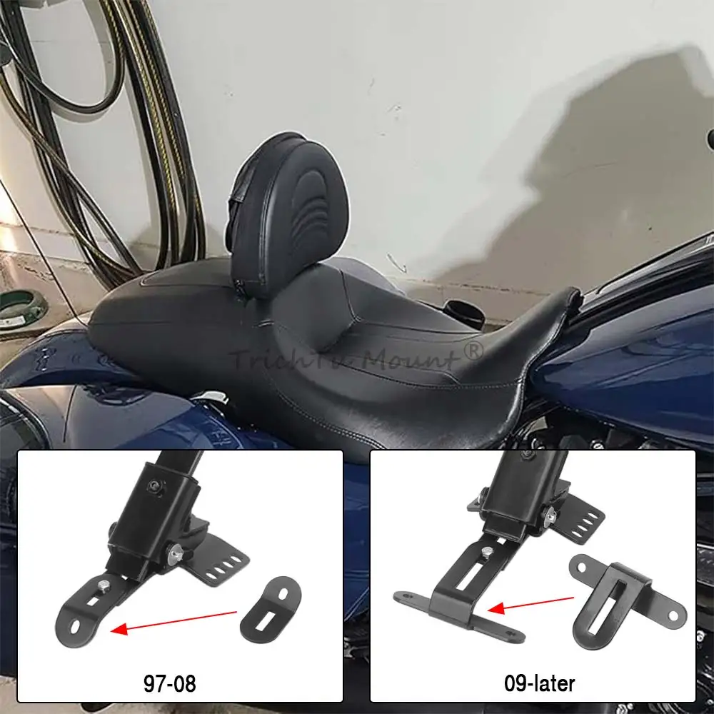 Adjustable Rider Driver Backrest Sissy Bar Pad Lumbar Support for Harley Touring Road King, Street Road Electra Glide 1997-2025