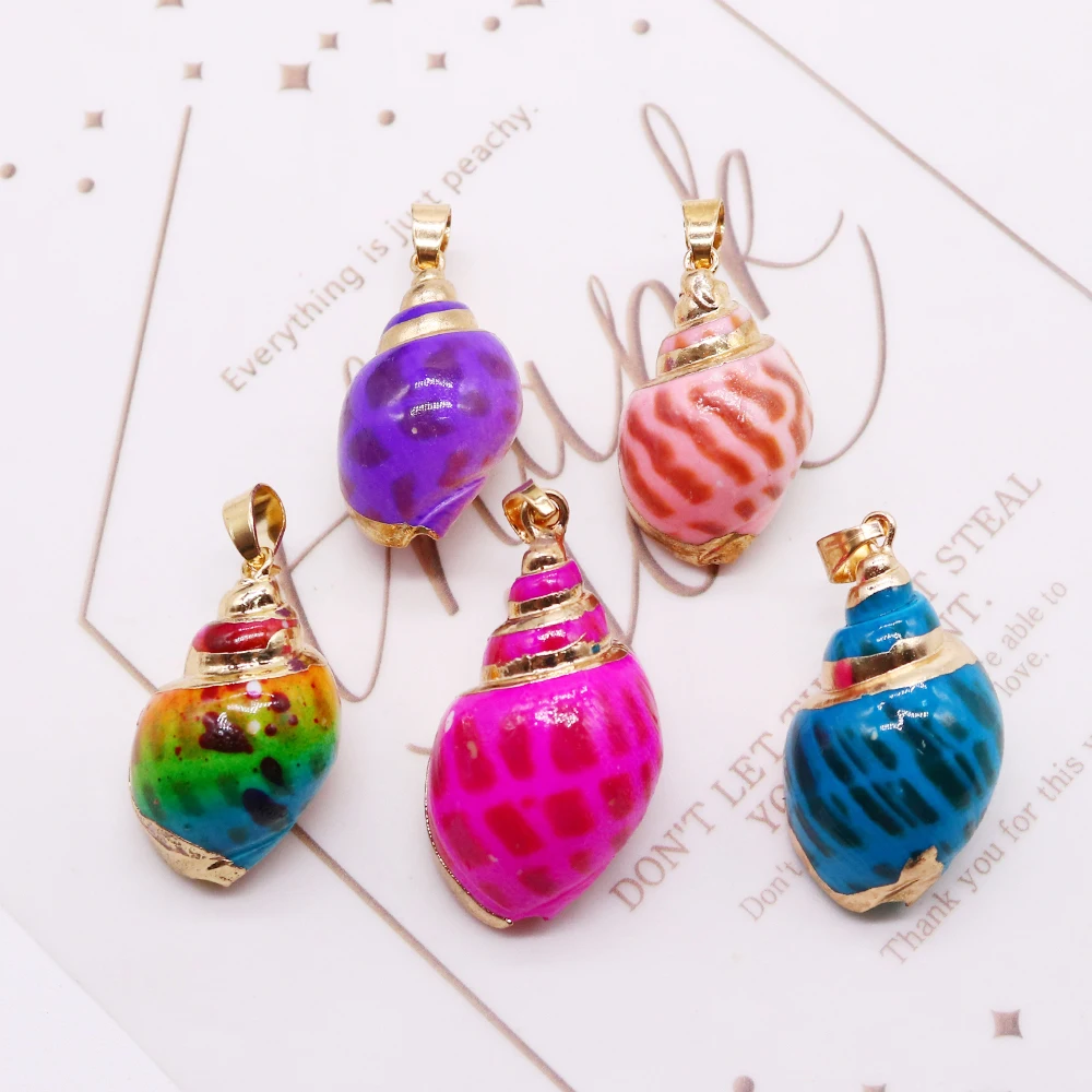 

5pcs Bohemian Style Colorful Seashell Fashion Pendant Creative Electroplated Shell Beach Jewelry DIY Necklace Gift Accessories