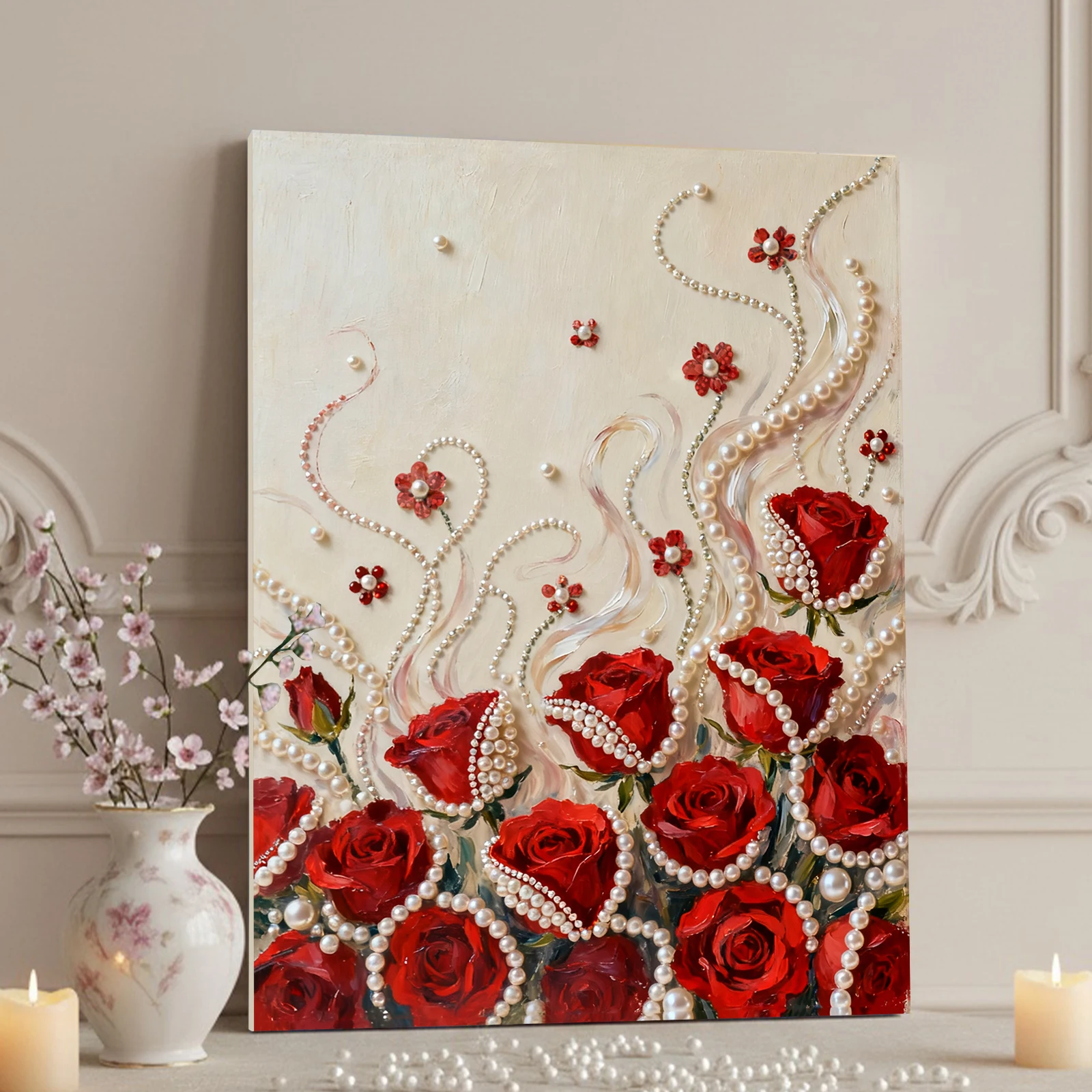 

Набор для рисования жемчужинами DIY «Роза» для взрослых, подарок, декор для дома, 40x50 см, с рамкой