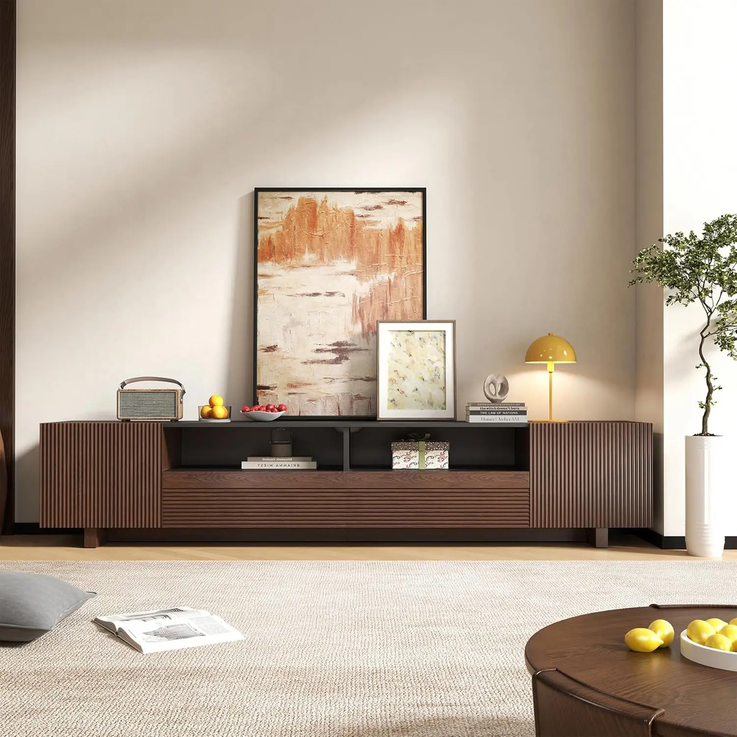 78.8 Inch TV Stand with Storage Cabinets for Living Room, TVs Media Console Entertainment Center with Drawers, Wood, Customized