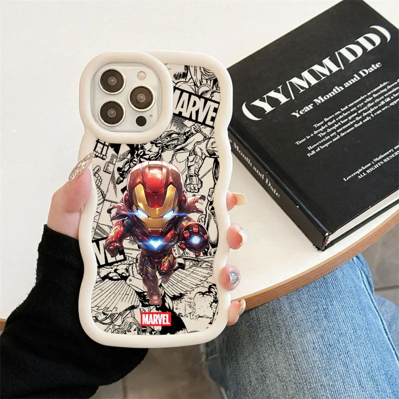 

Marvel Ironman Spiderman Phone Case For iPhone 17E 11 12 13 14 15 16 17 Pro Max 16e 17 Air 13 Plus Candy Color Fundas Back Cover