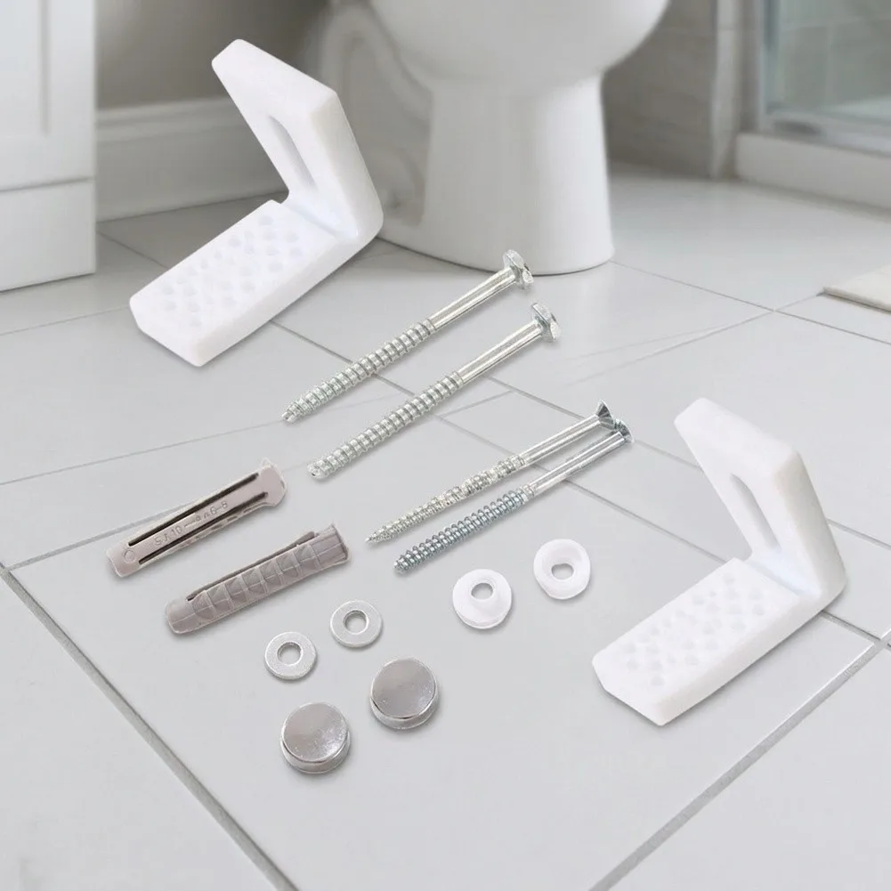 Floor Mounting Kit for Toilets and Bidets Using Stainless Steel L-Bolts and Plastic Components for Structural Integrity